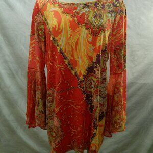George Simonton Print Tunic Blouse Size Large (51-G)